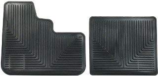 Black Rubber Slush Floor Mats for Semi Truck - Universally fits Many (See Measurements) Kenworth Peterbilt Freightliner Mack - All-Weather/Terrain High Ridged 2 Piece Cab Fronts