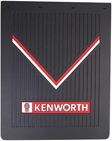 Kenworth OEM Black Rubber Mud Flaps with Red & White Logo - 30" x 24" - Pair