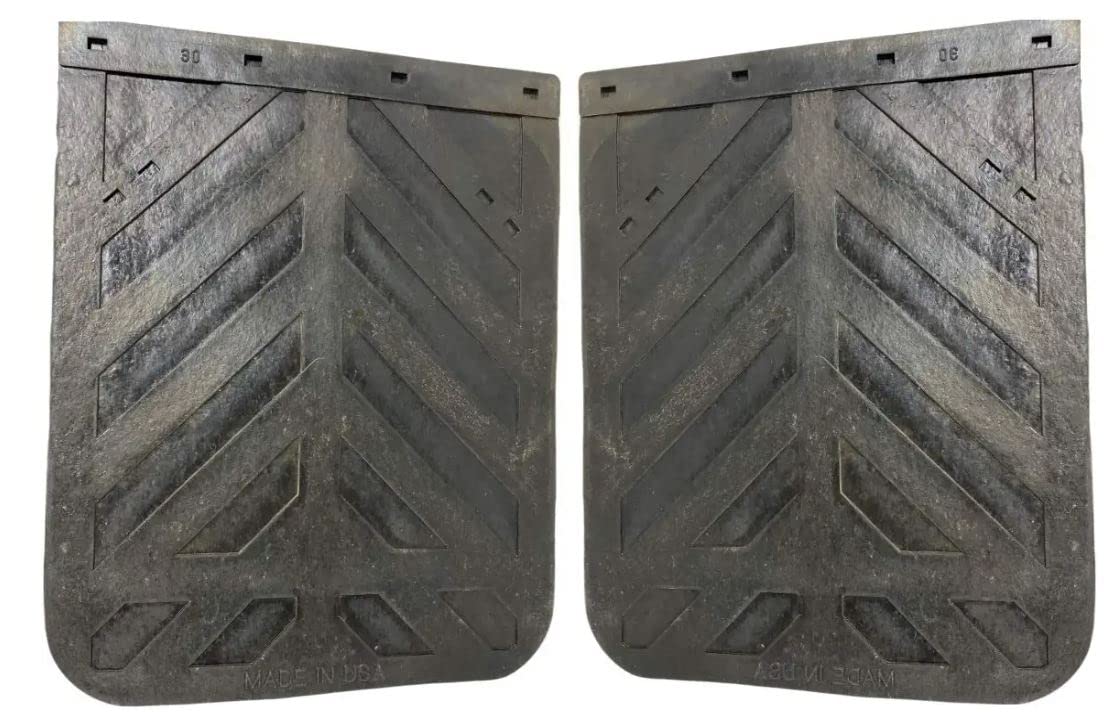 Black Rubber 30'' x 24'' Mud Flaps (2) Compatible with Semi Truck / Trailers - Fits Kenworth Peterbilt Freightliner Mack International Volvo, IXMGT-2430CD