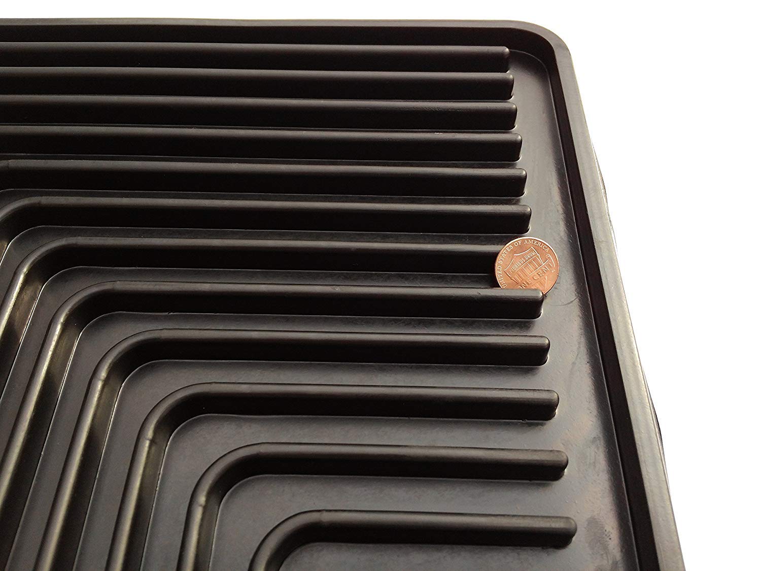 Black Rubber Slush Floor Mats for Semi Truck - Universally fits Many (See Measurements) Kenworth Peterbilt Freightliner Mack - All-Weather/Terrain High Ridged 2 Piece Cab Fronts